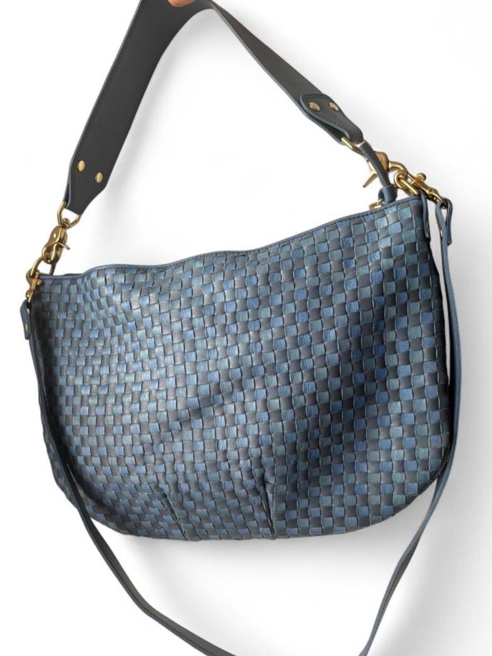 Woven Hobo Shoulder Bag in Blue
